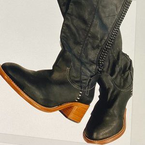 DOLCE VITA VERO CIOUO BLACK LEATHER CALF BOOTS 8 1/2